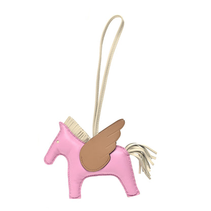 Hermes Milo Lambskin Grigri Rodeo Pegase Horse Bag Charm MM Mauve Sylvestre Craie Chai 1 of 4