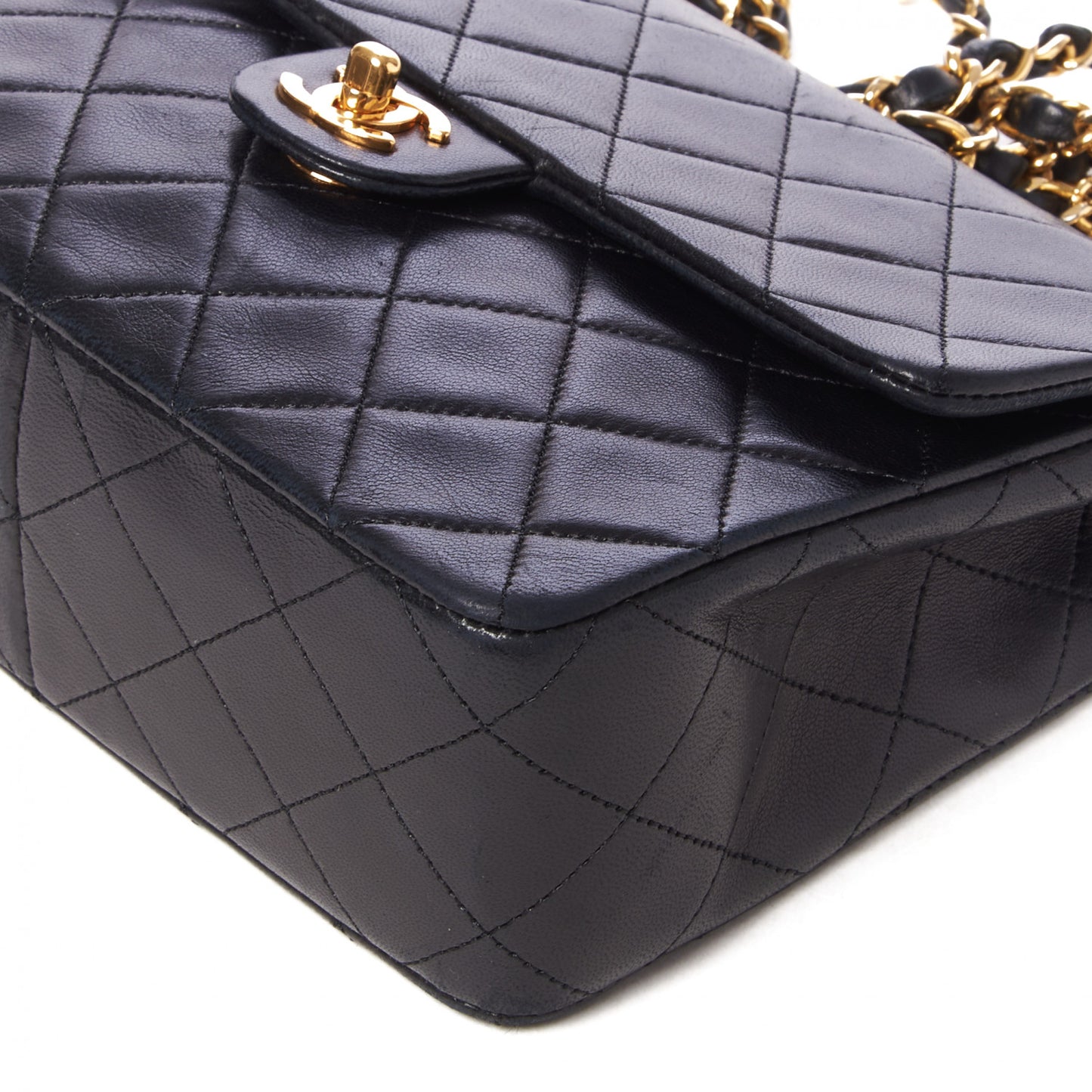 Lambskin Quilted Mini Square Flap Black