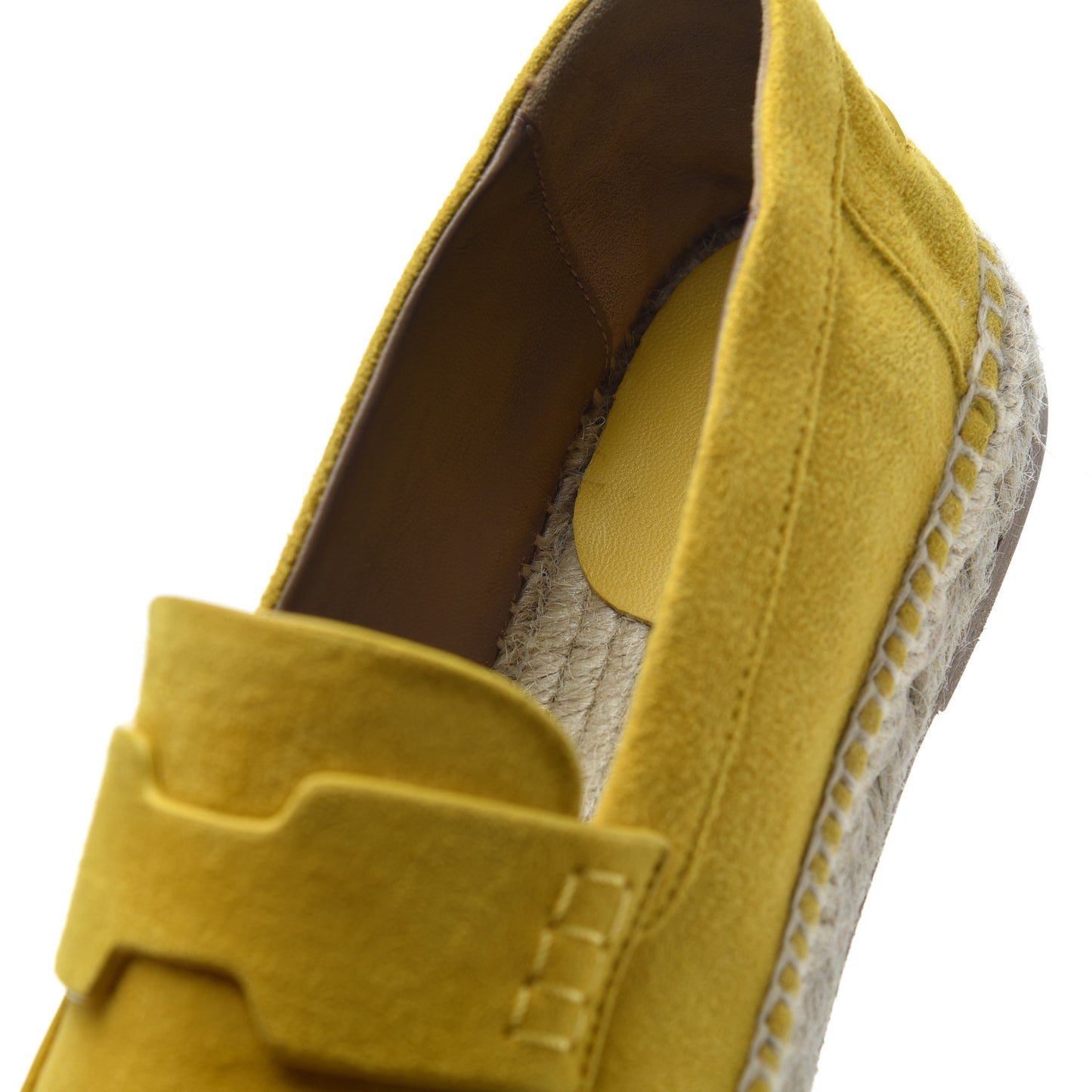 Suede Goatskin Womens Trip Espadrilles 38 Jaune Citron