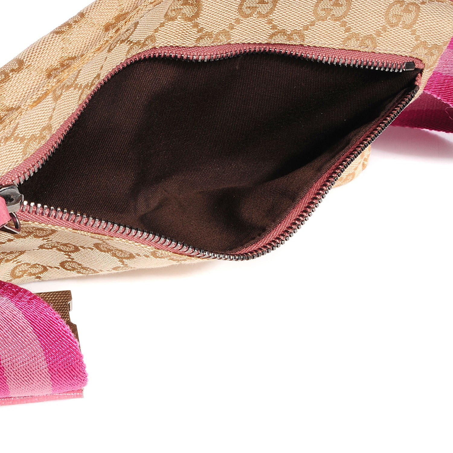 Gucci GG Monogram Web Double Pocket Belt Bag Pink 4 of 6