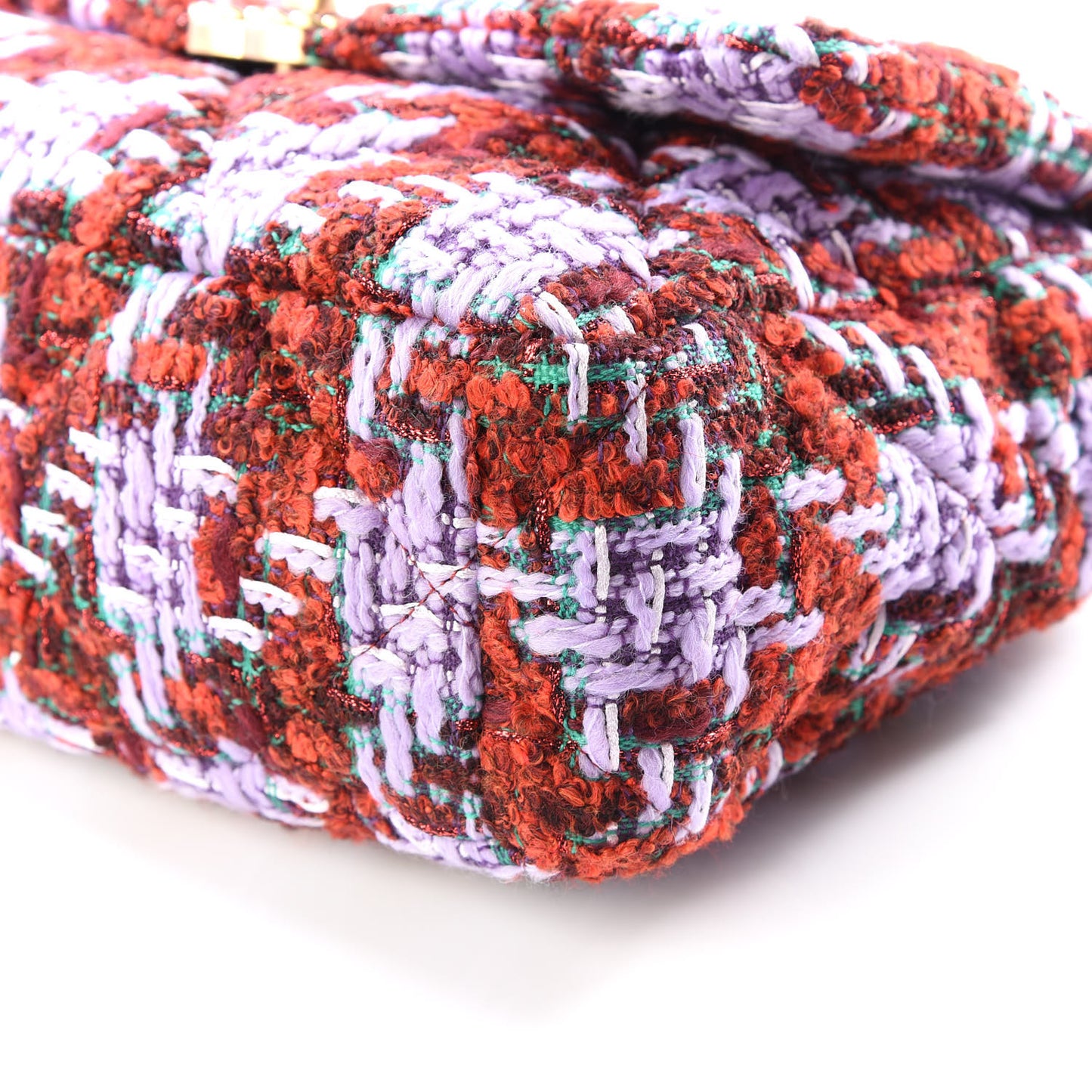 Tweed Quilted Large 19 Flap Red Purple Green