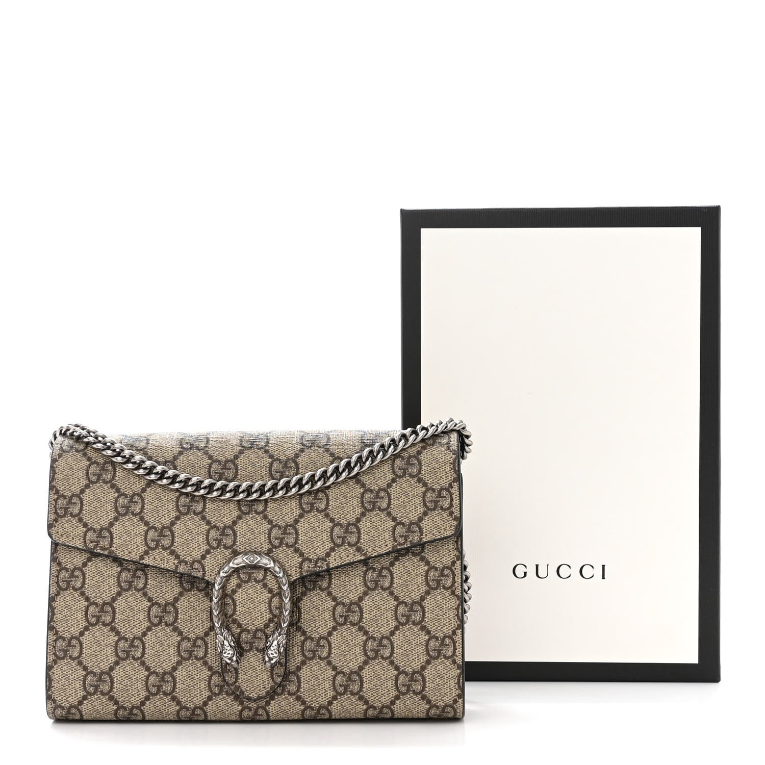 Gucci GG Supreme Monogram Mini Dionysus Chain Wallet Beige Black 11 of 11