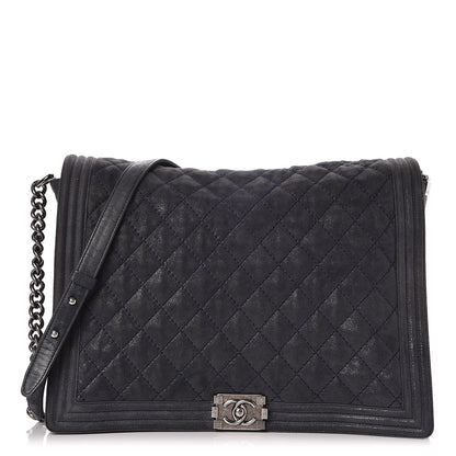 Chanel Goatskin Quilted Large Gentle Boy Flap Navy 1 of 7