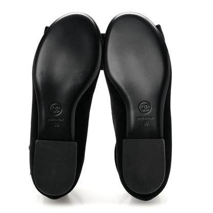 Chanel Velvet Strass CC Bow Mary Jane Flats 36 Black 6 of 10