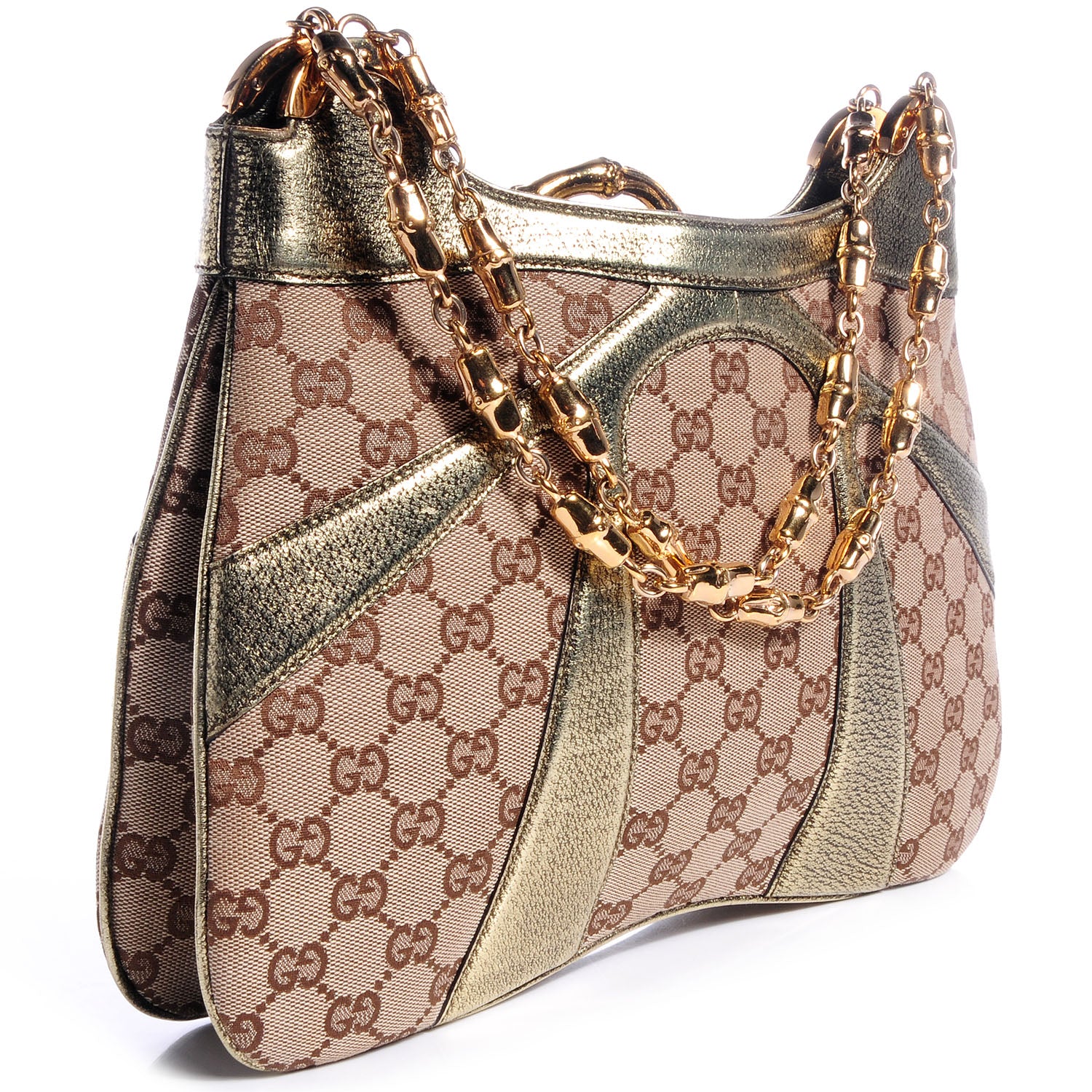 Gucci Monogram Bamboo Chain Tom Ford Shoulder Bag Metallic 3 of 7