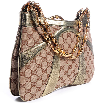 Gucci Monogram Bamboo Chain Tom Ford Shoulder Bag Metallic 3 of 7