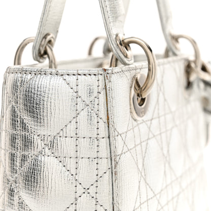 Christian Dior Metallic Grained Calfskin Cannage Small Lucky Badges My Lady Dior Silver 16 of 16