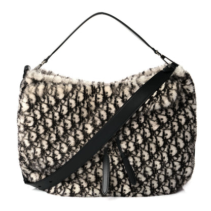 Christian Dior Oblique Mink Fur Saddle Soft Bag Beige Brown 1 of 9