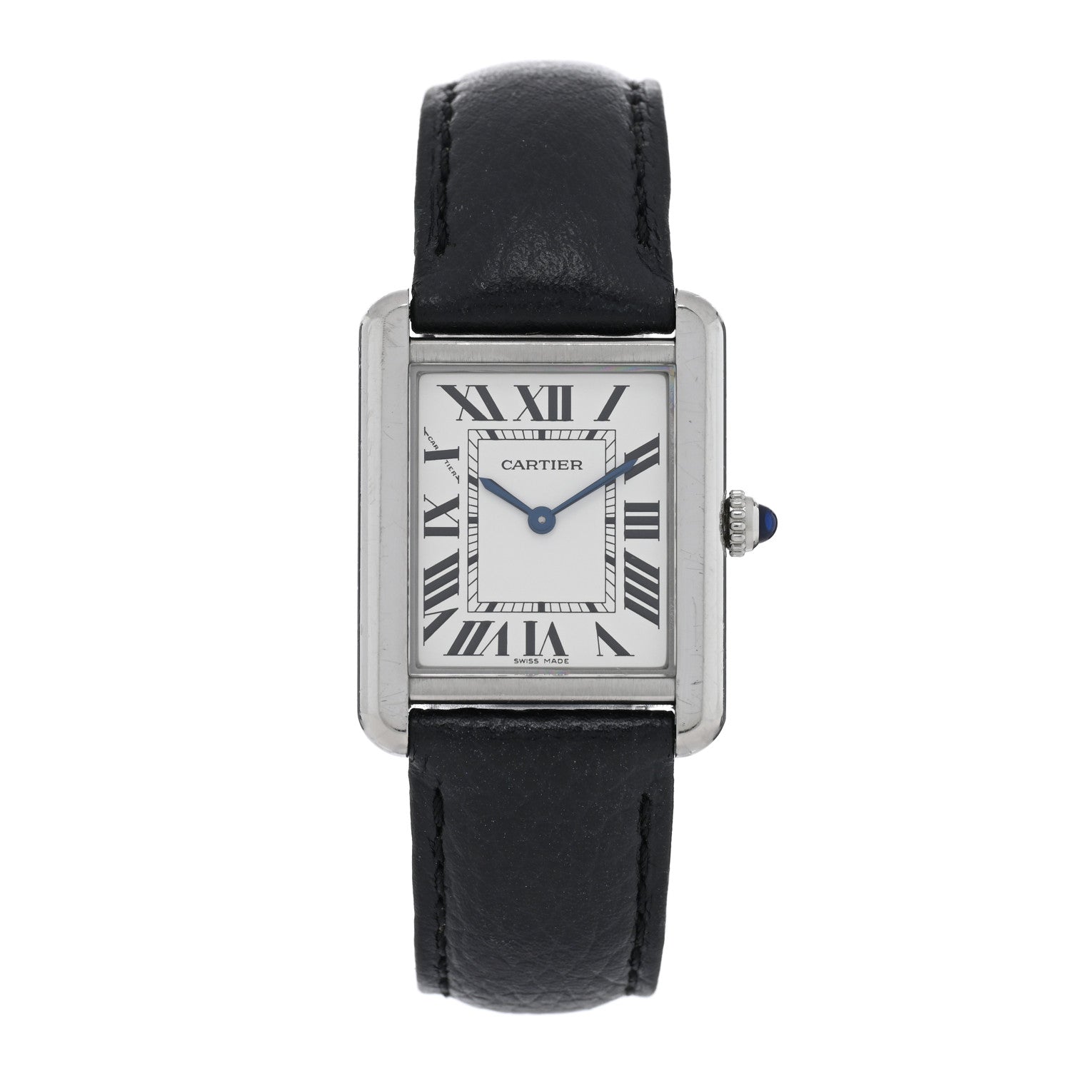 Cartier Stainless Steel Calfskin 24mm Tank Solo Quartz Watch