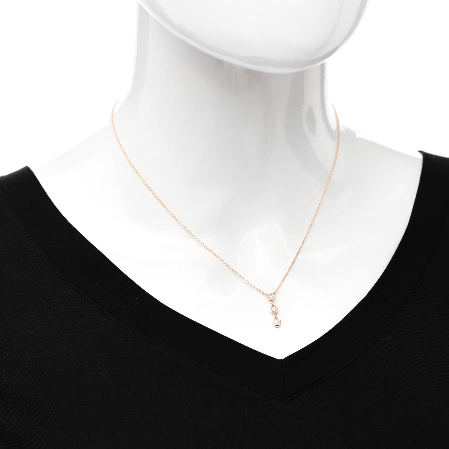 18K Rose Gold Diamond Elsa Peretti Diamond by the Yard Drop Pendant Necklace