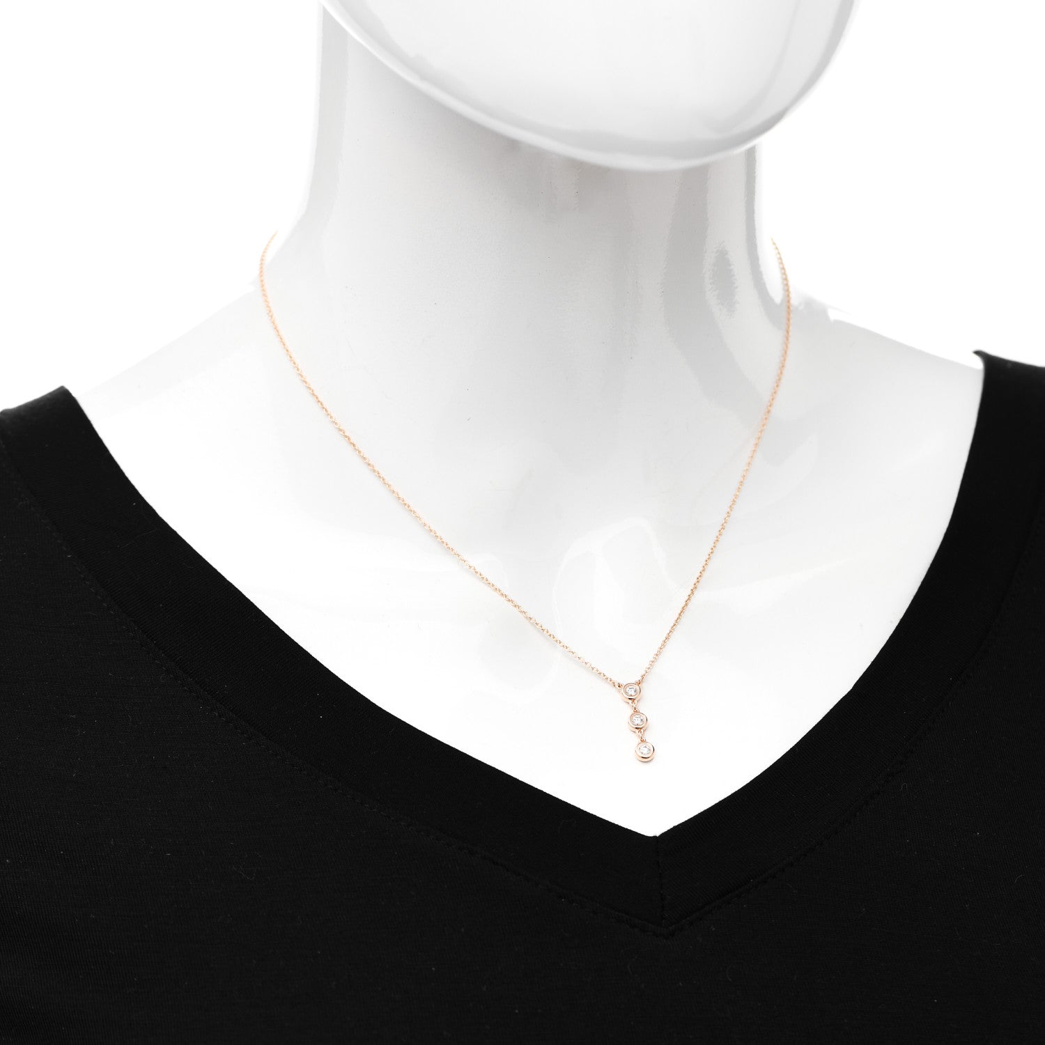 Tiffany 18K Rose Gold Diamond Elsa Peretti Diamond by the Yard Drop Pendant Necklace 2 of 6