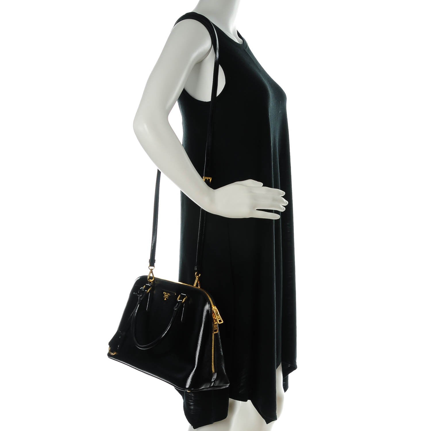 Prada Saffiano Vernice Medium Promenade Tote Black 2 of 9