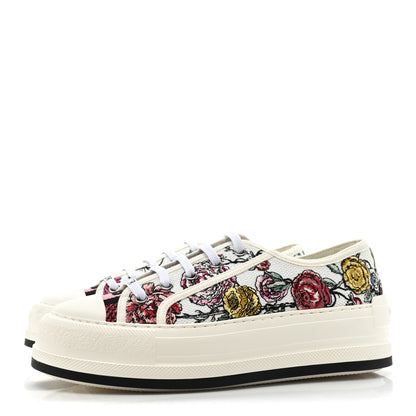 Christian Dior Canvas Jardin Botanique Embroidered Womens Walk'N'Dior Low Top Sneakers 37 White Multicolor 3 of 9