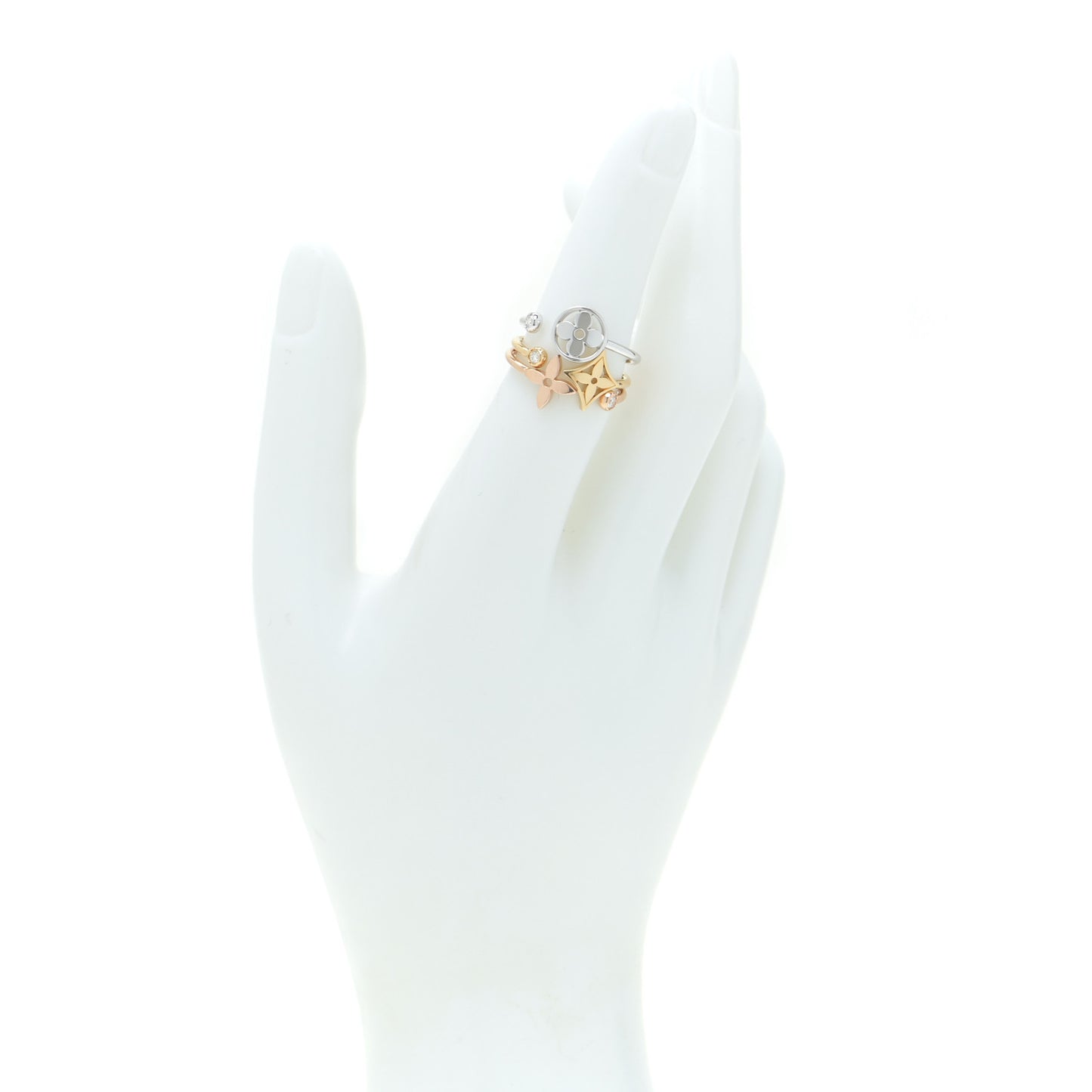 18K Yellow Pink White Gold Diamond Idylle Blossom Ring 3 Set 52 6