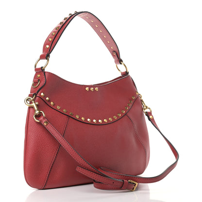 Valentino Garavani Grained Calfskin Medium Twinkle Studs Hobo Rosso Valentino 2 of 8