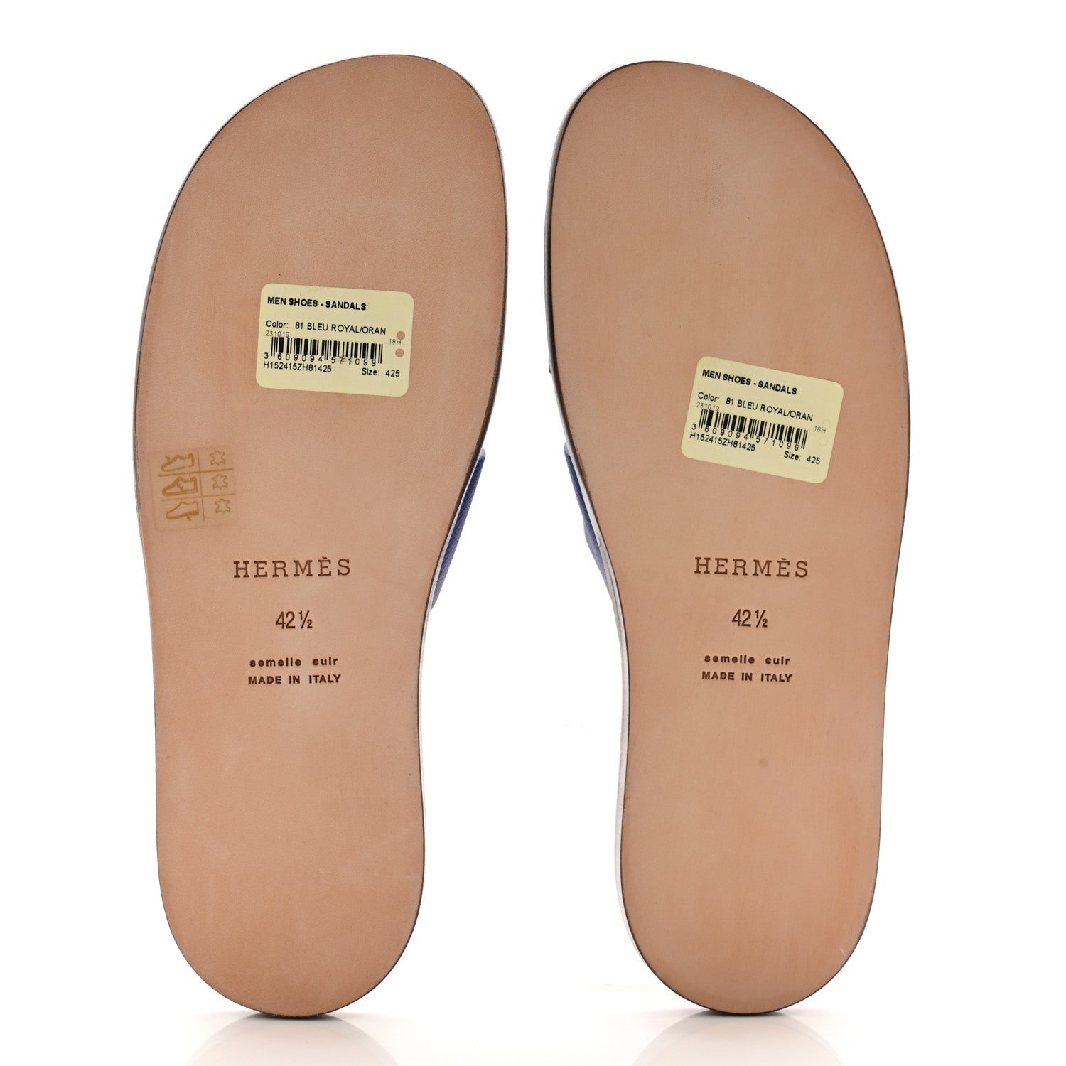 Hermes Calfskin Mens Izmir Sandals 42.5 Gold Black 5 of 8