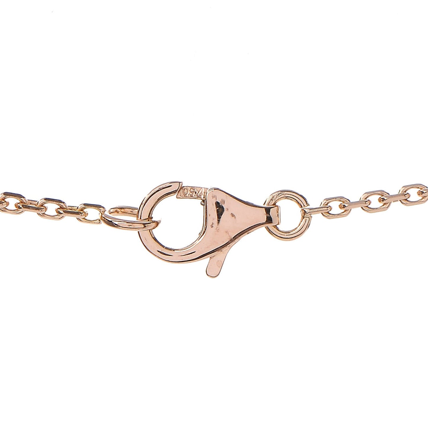 18K Rose Gold Diamond Letterwood Vintage Alhambra Pendant Necklace
