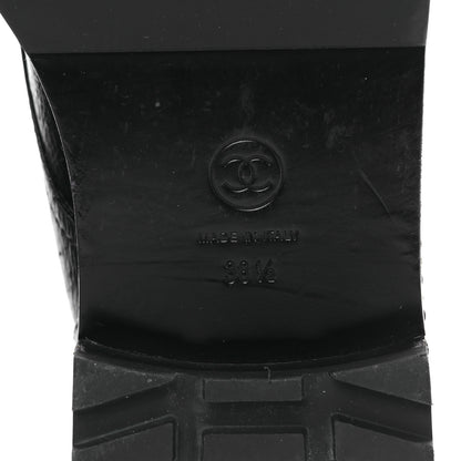 Chanel Crackled Calfskin Velvet Pearl Combat Short Boots 38.5 Black 6 of 9