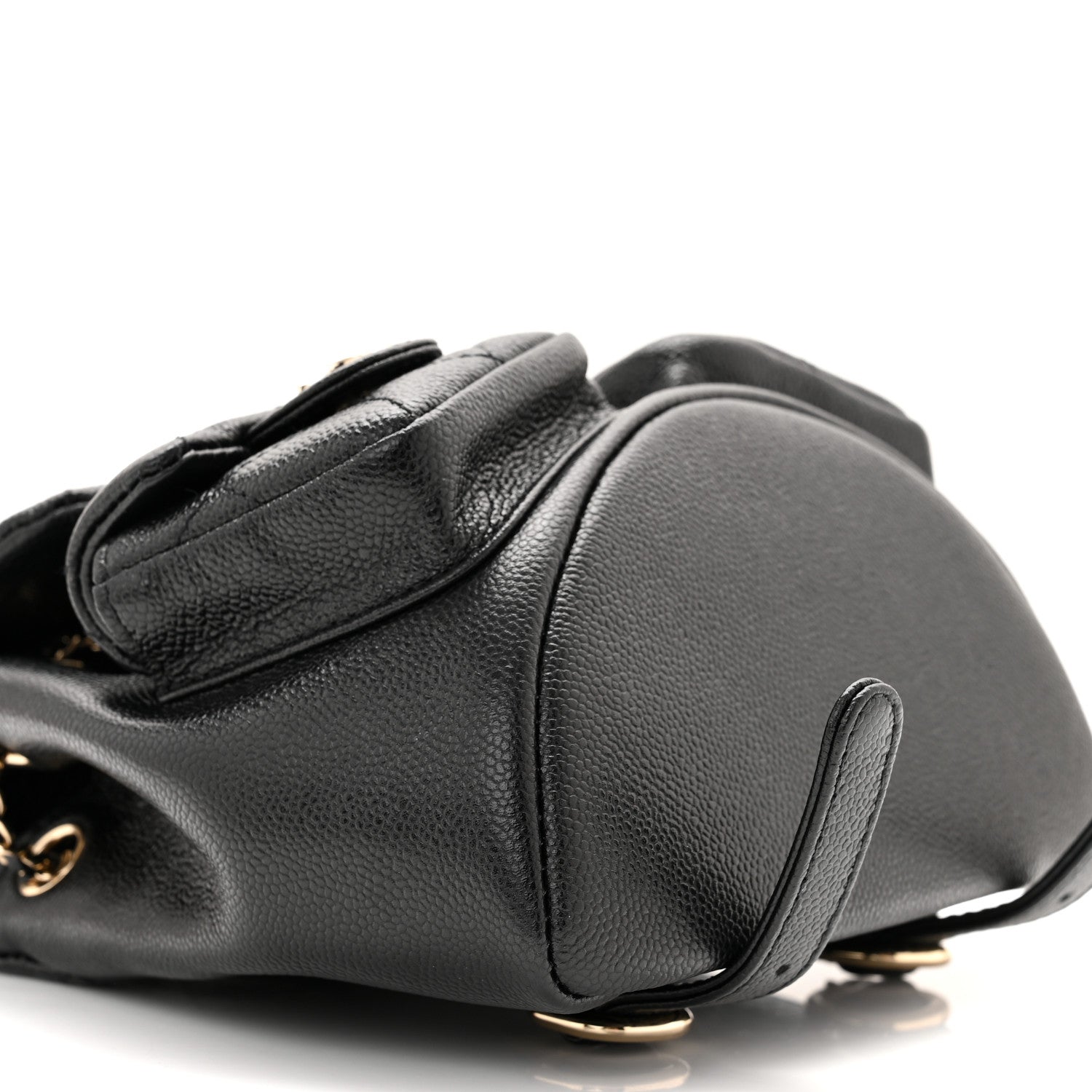 Chanel Shiny Caviar Quilted Small Duma Pockets Drawstring Backpack Black 9 of 10
