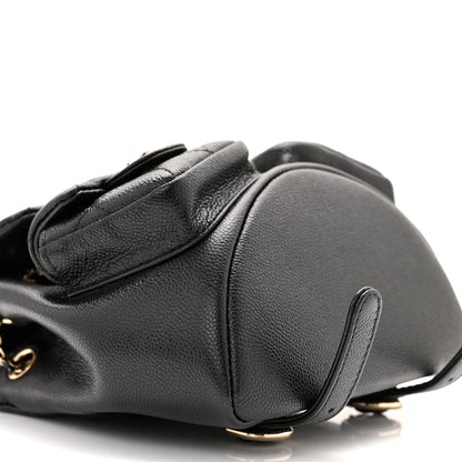 Chanel Shiny Caviar Quilted Small Duma Pockets Drawstring Backpack Black 9 of 10