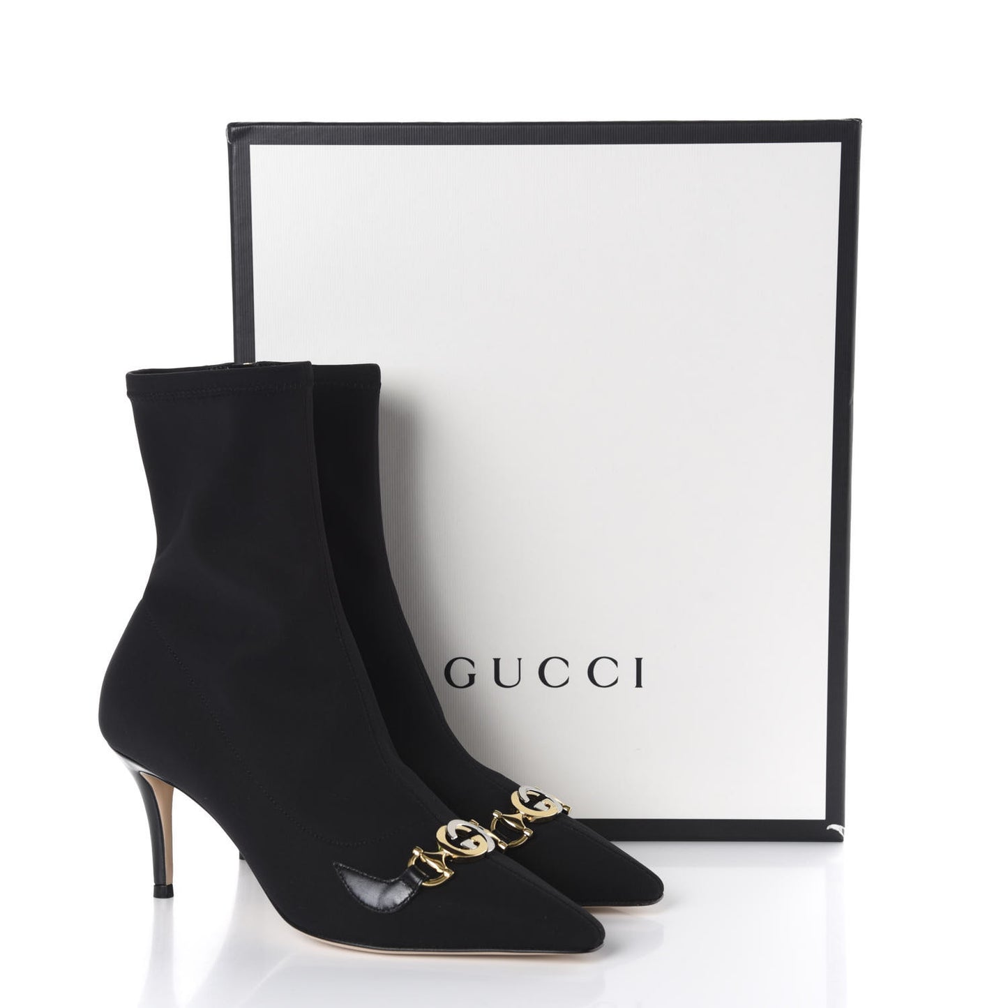 Fabric Zumi Stretch Mid Heel Ankle Boots 37.5 Black