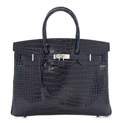 Hermes Shiny Porosus Crocodile Birkin 35 Bleu Abysse 1 of 10