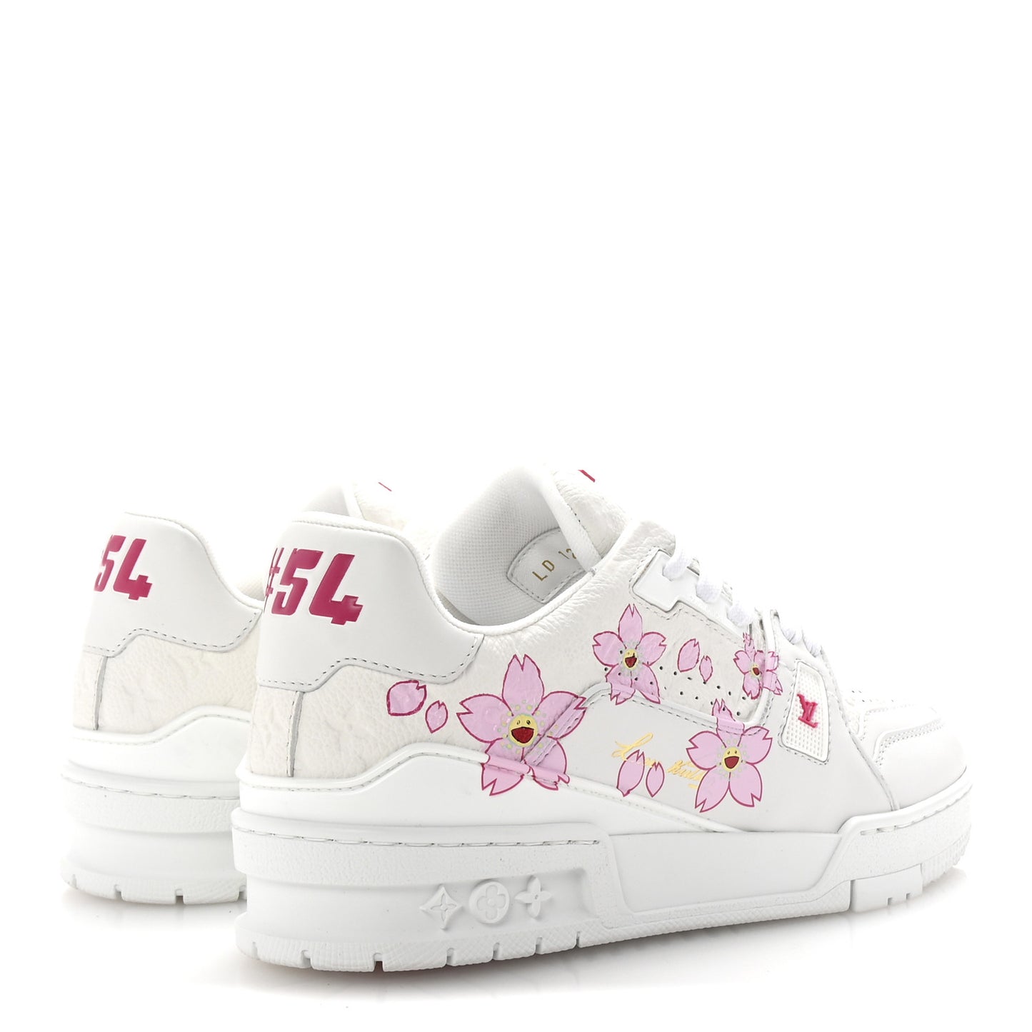 LV X TM Embossed Monogram Cherry Blossom LV Trainer Sneakers 37.5 White