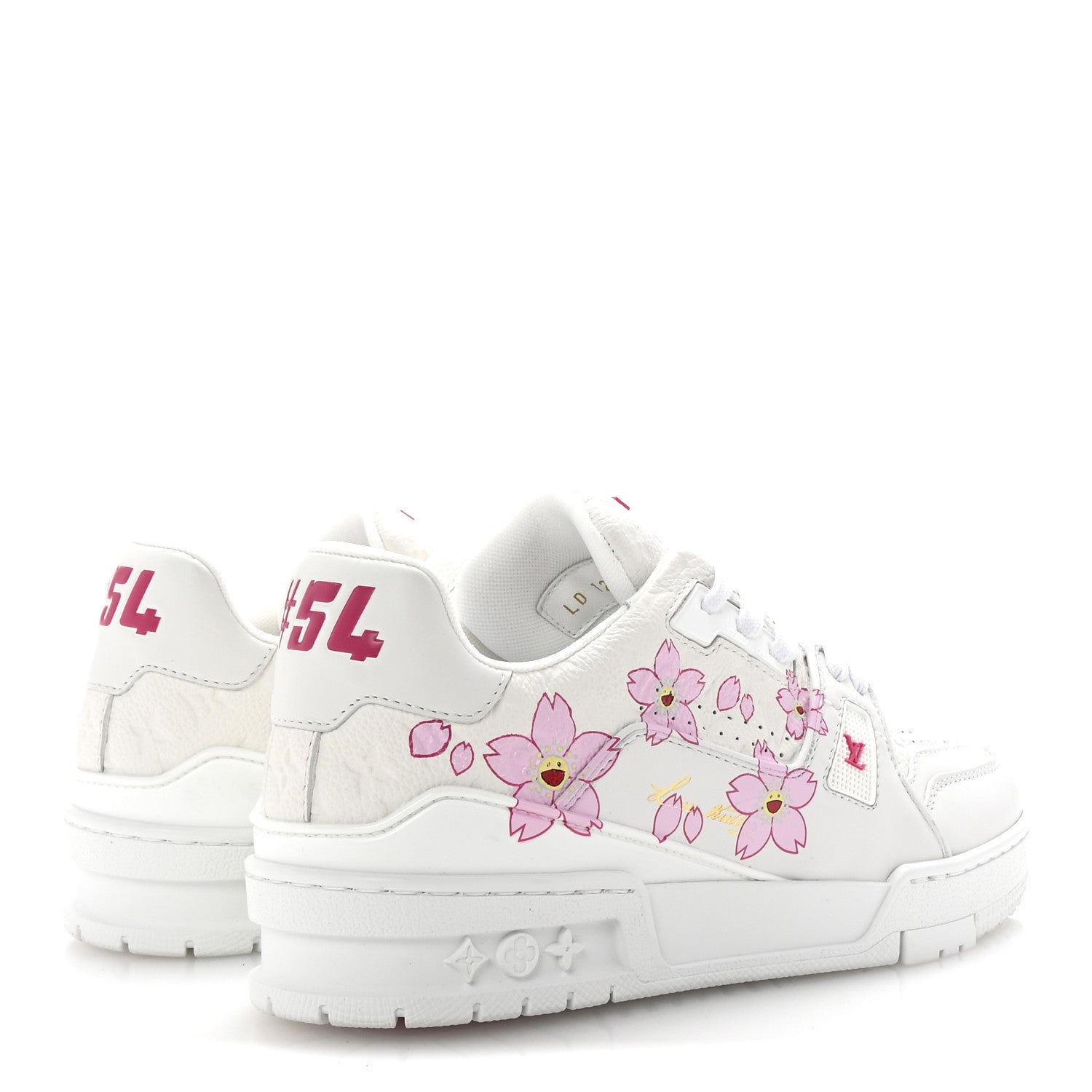 Louis Vuitton LV X TM Embossed Monogram Cherry Blossom LV Trainer Sneakers 37.5 White 5 of 10