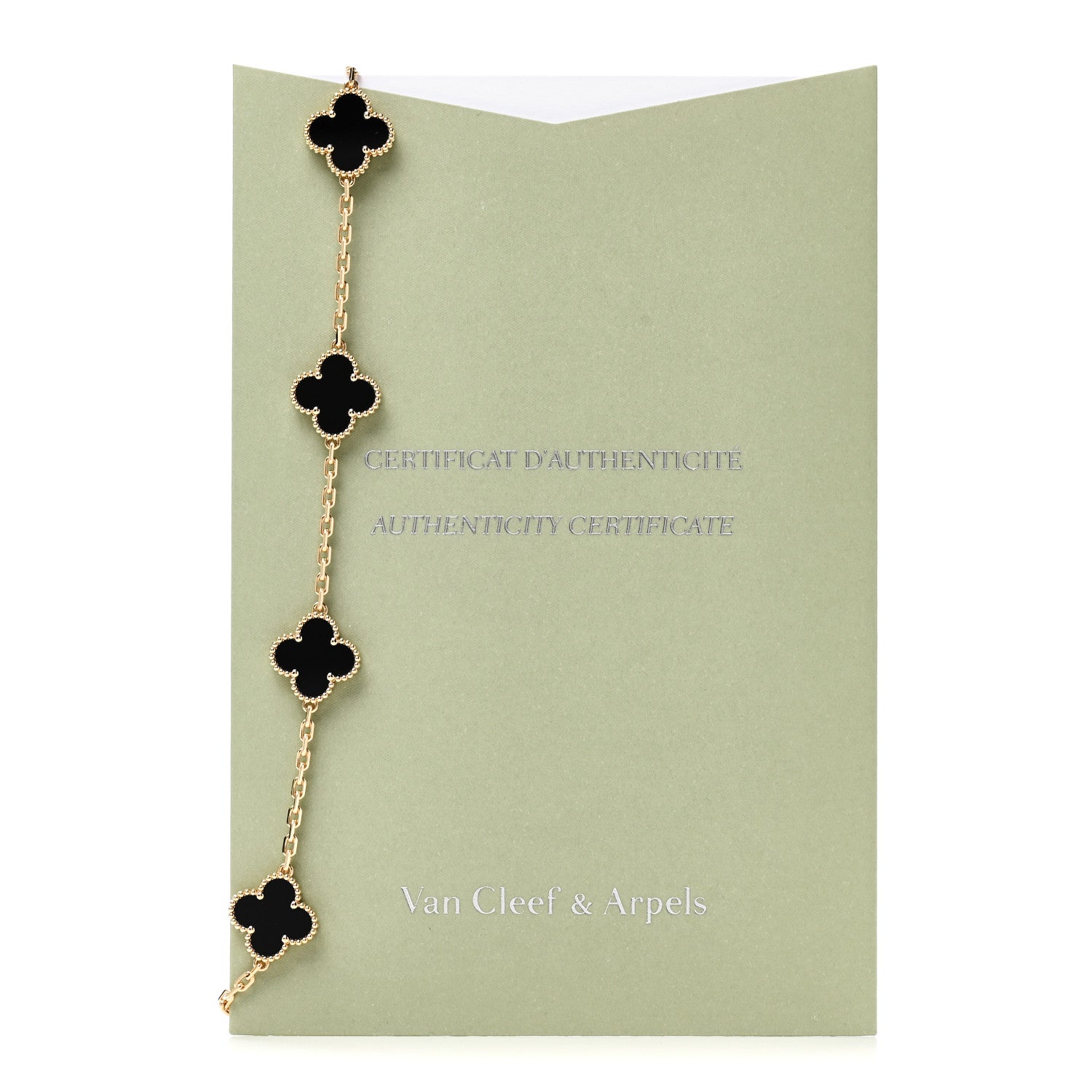 Van Cleef & Arpels 18K Yellow Gold Black Onyx 20 Motifs Vintage Alhambra Necklace 6 of 6