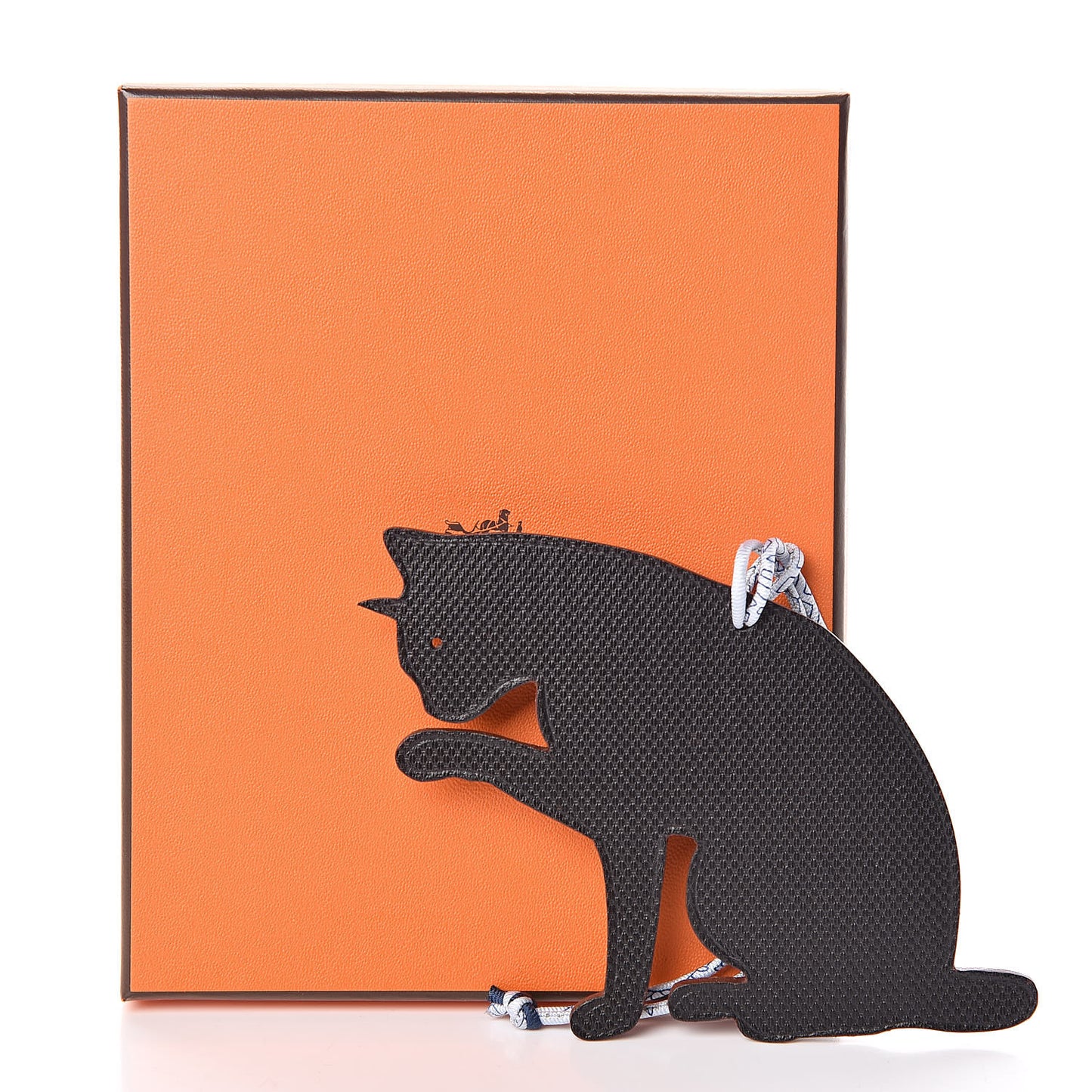 Togo Grain d'H Petit H Cat Bag Charm Plomb Black