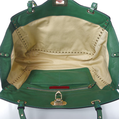 Valentino Garavani Vitello Medium Rockstud Tote Emerald 6 of 17