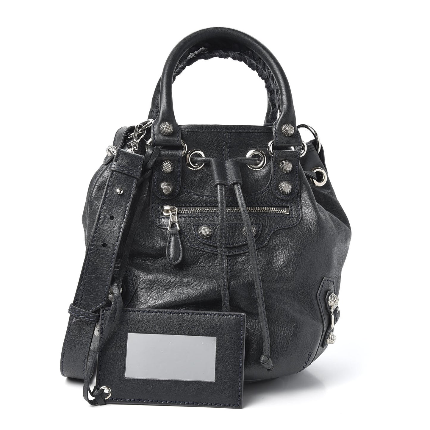 Agneau Giant 12 Silver Hardware Mini Pompon Anthracite