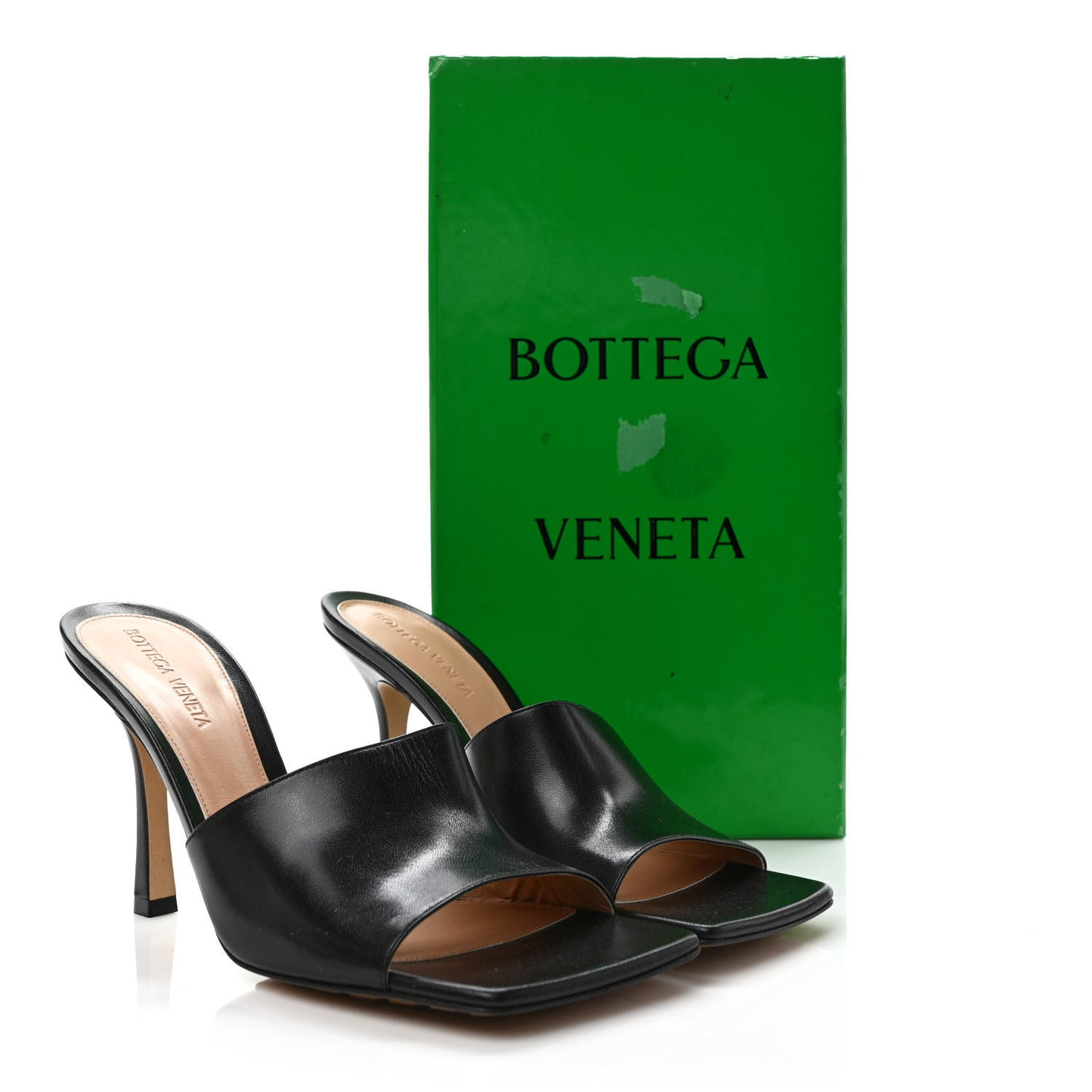 Lambskin Stretch Mule Sandals 38.5 Black