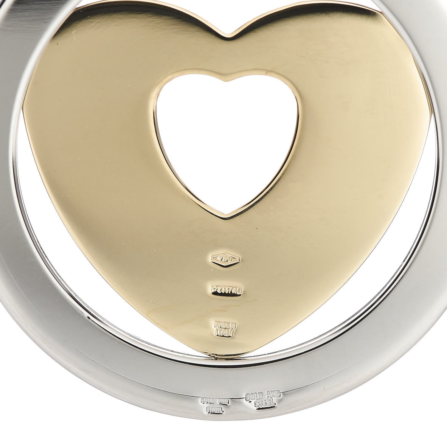 Bulgari 18K Yellow Gold Stainless Steel Tondo Heart Pendant　　 3 of 3