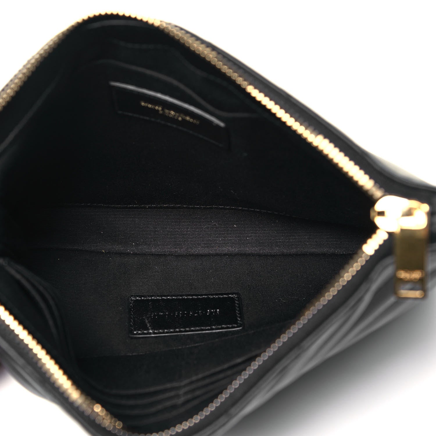 Saint Laurent Calfskin Matelasse Chevron Monogram A5 Wristlet Black 6 of 9
