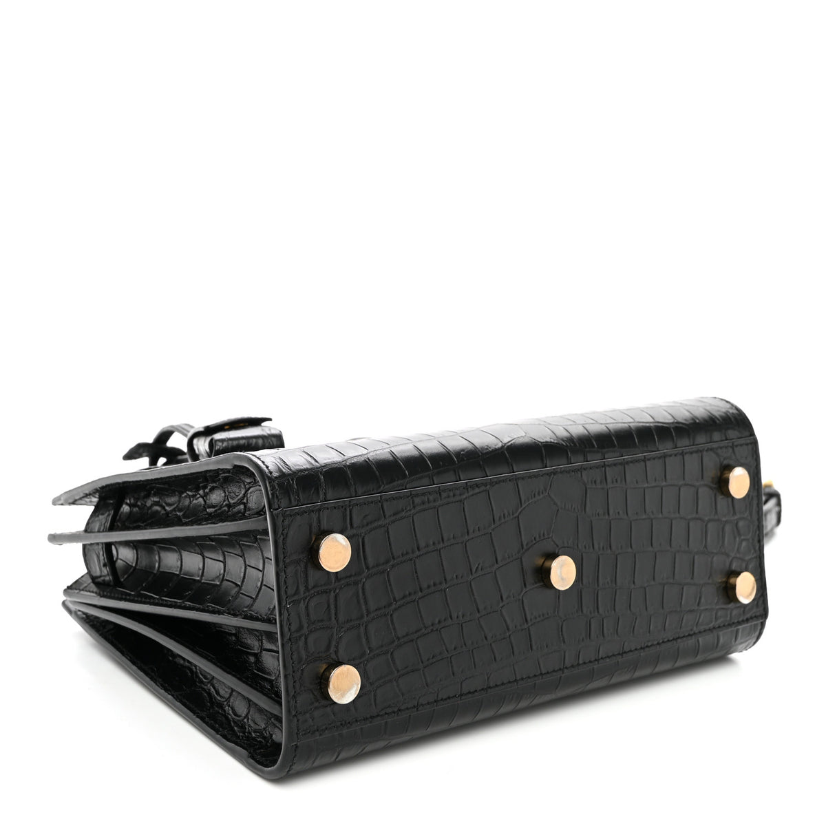 Saint Laurent Calfskin Crocodile Embossed Nano Sac De Jour Black 4 of 10