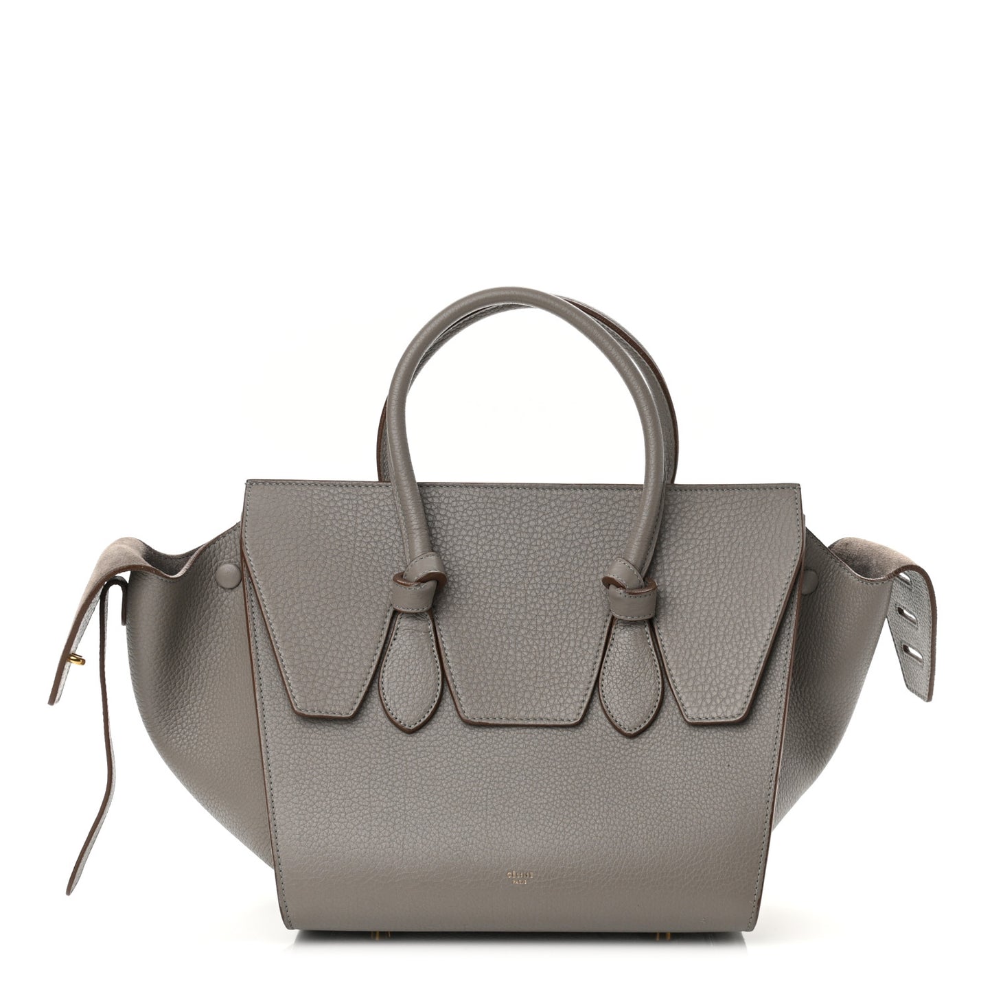 Crisped Calfskin Mini Tie Knot Tote Medium Grey