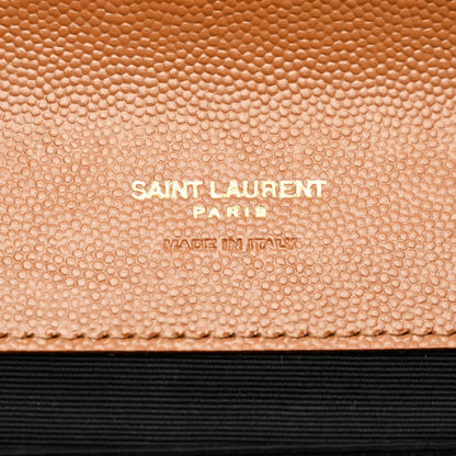 Saint Laurent Grain De Poudre Matelasse Chevron Monogram Cassandre Flap Pouch Natural Dark 6 of 8