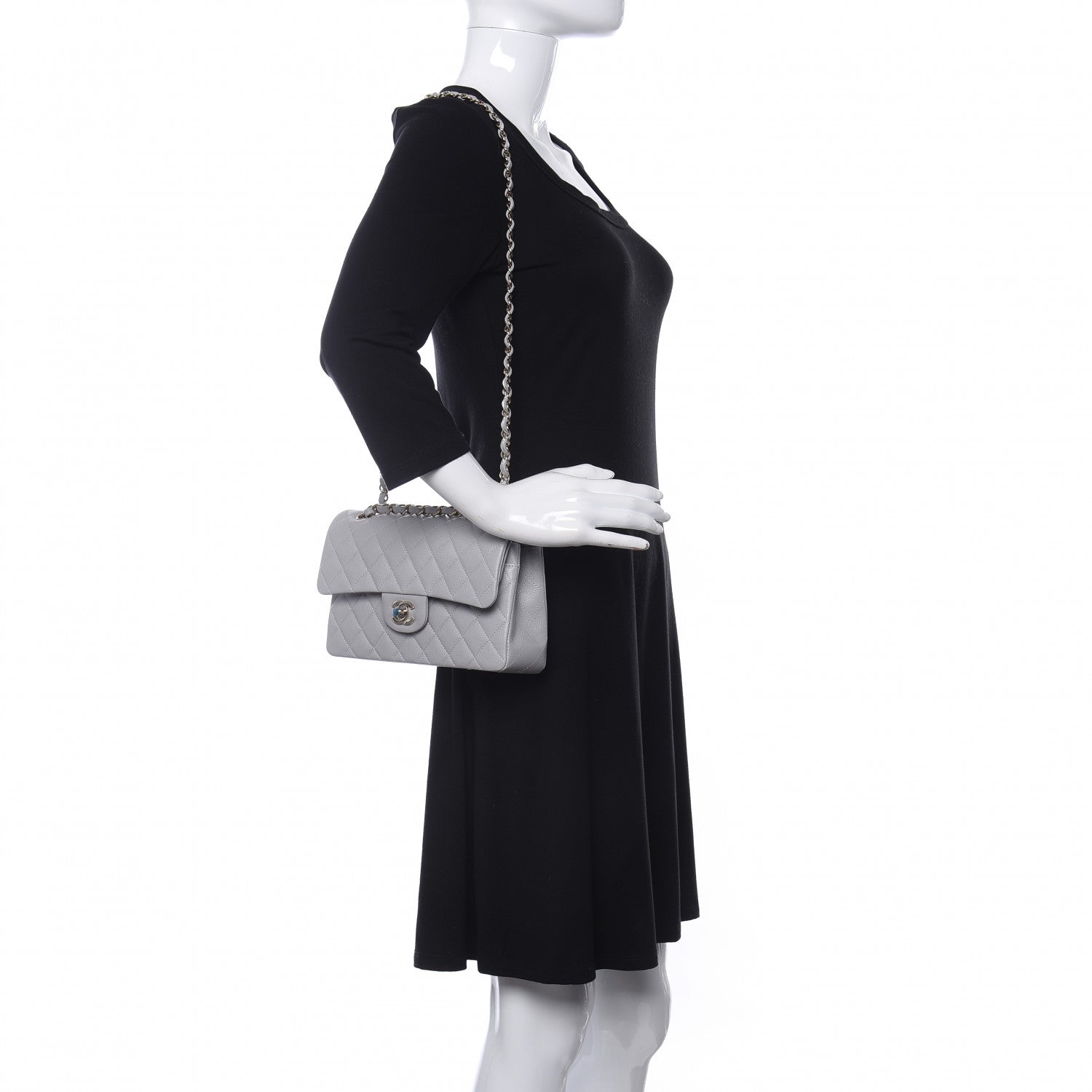 Chanel Caviar Quilted Small Double Flap Grey 2 of 11