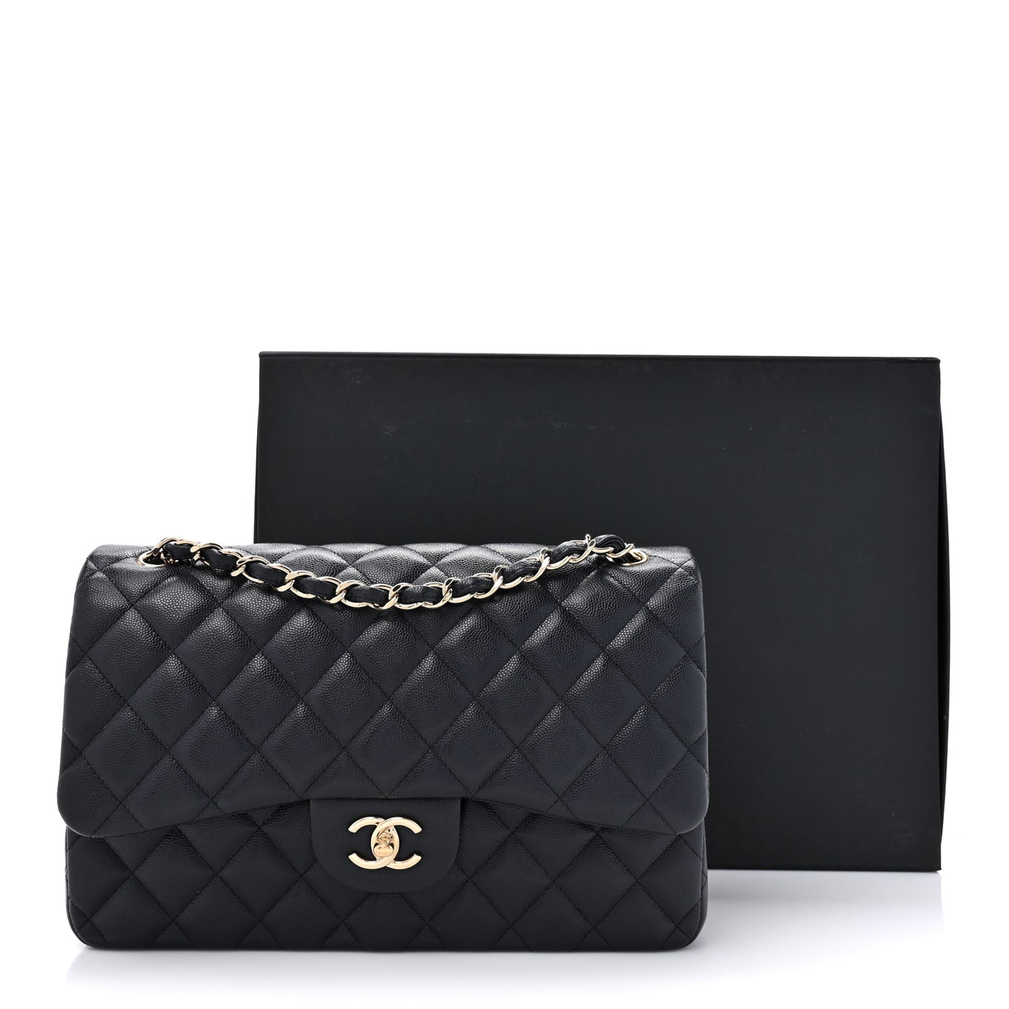 Caviar Quilted Jumbo Double Flap Navy