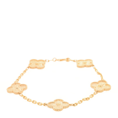 Van Cleef & Arpels 18K Yellow Gold 5 Motifs Vintage Alhambra Bracelet 1 of 3