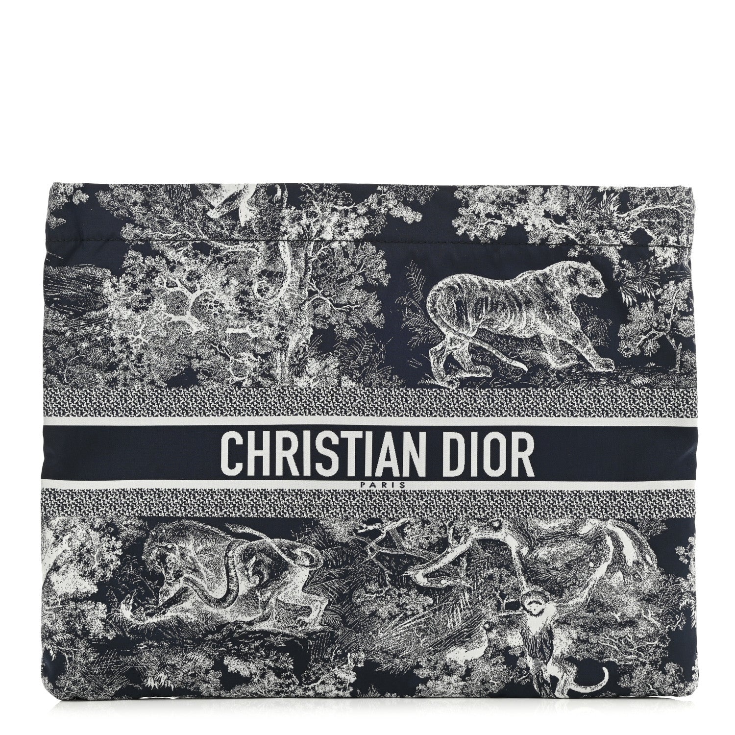 Christian Dior Embroidered Toile De Jouy Diortravel Zipped Pouch Blue 1 of 8