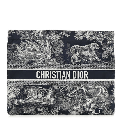 Christian Dior Embroidered Toile De Jouy Diortravel Zipped Pouch Blue 1 of 8