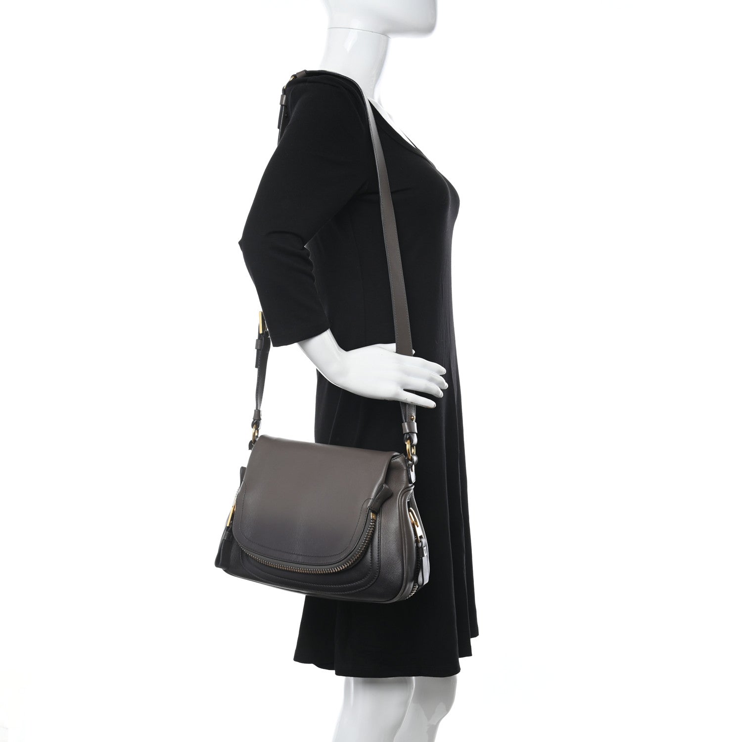 Tom Ford Grained Calfskin Medium Shaded Jennifer Crossbody Bag Brown 2 of 16