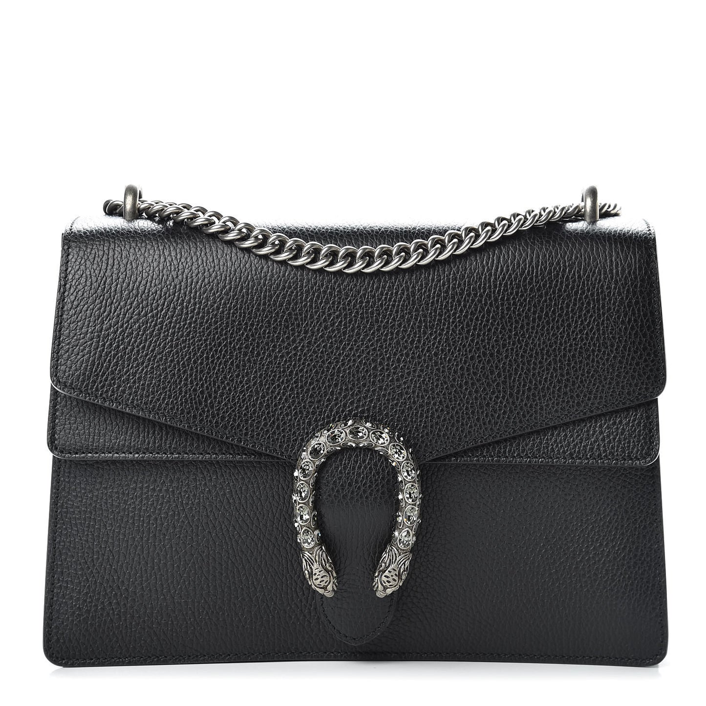 Dollar Calfskin Crystal Medium Dionysus Shoulder Bag Black Black Diamond