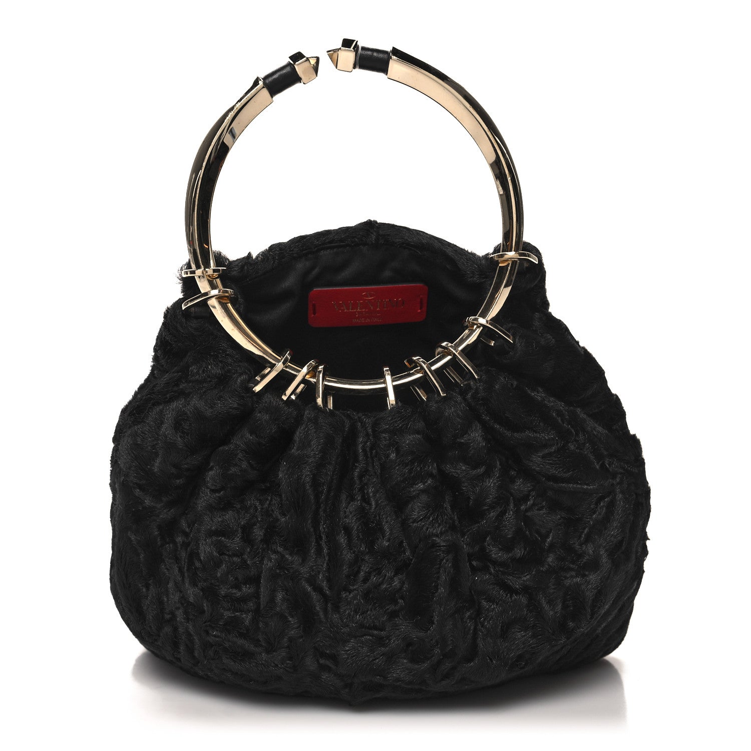 Valentino Garavani Astrakhan Bebop Loop Clutch Black 1 of 9