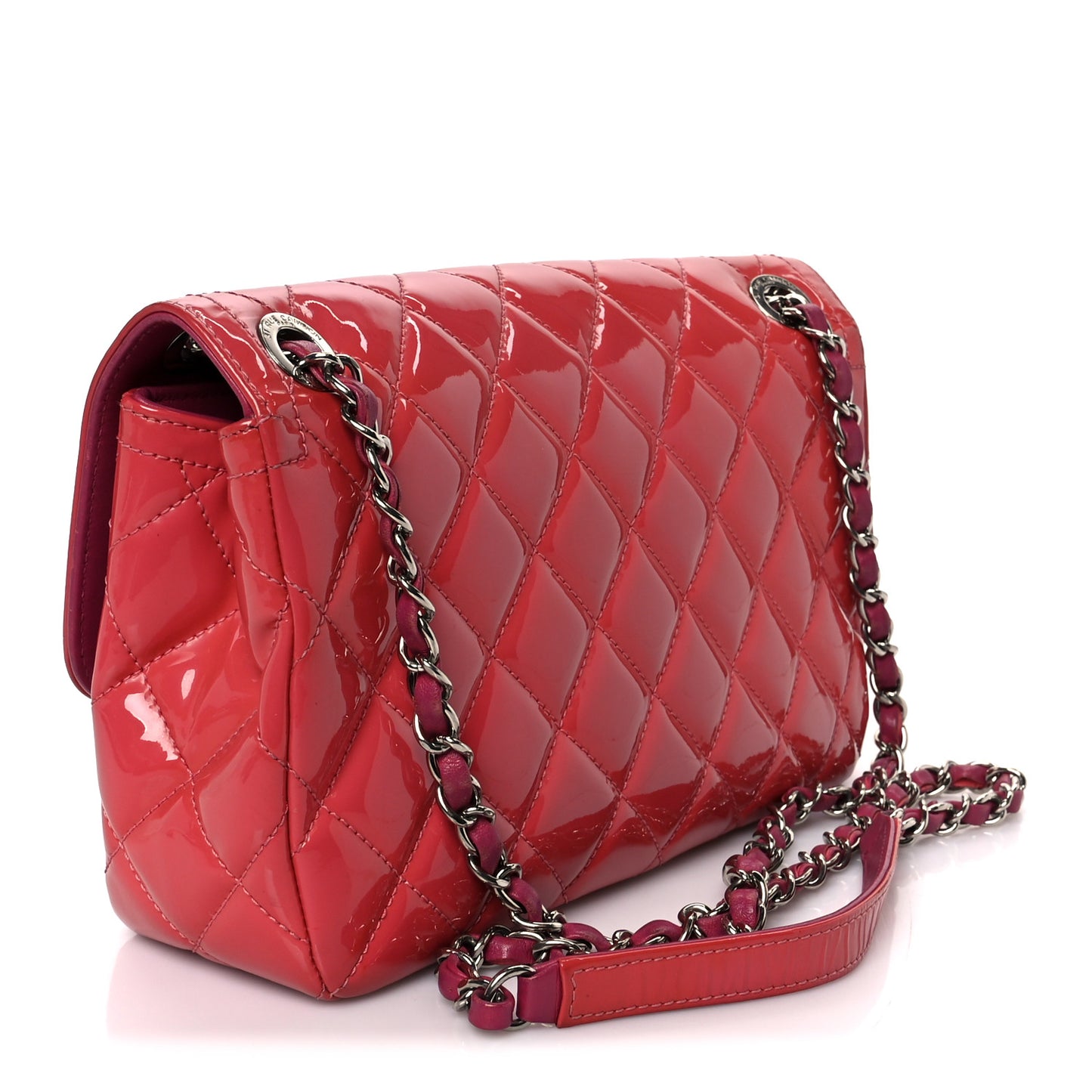 Patent Quilted Large Coco Shine Flap Pink