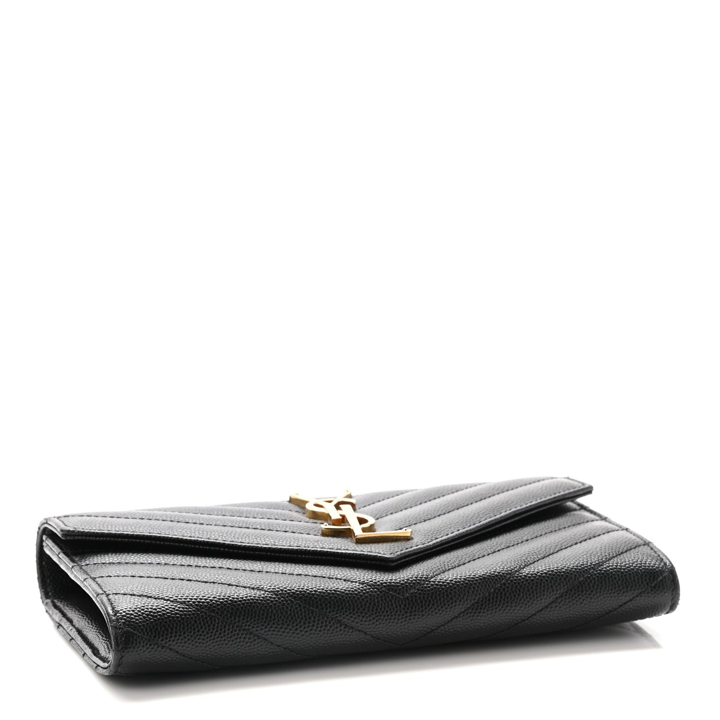 Grain De Poudre Matelasse Chevron Monogram Flap Wallet Black