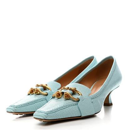 Bottega Veneta Embossed Madame Pumps 39 Blue 4 of 10