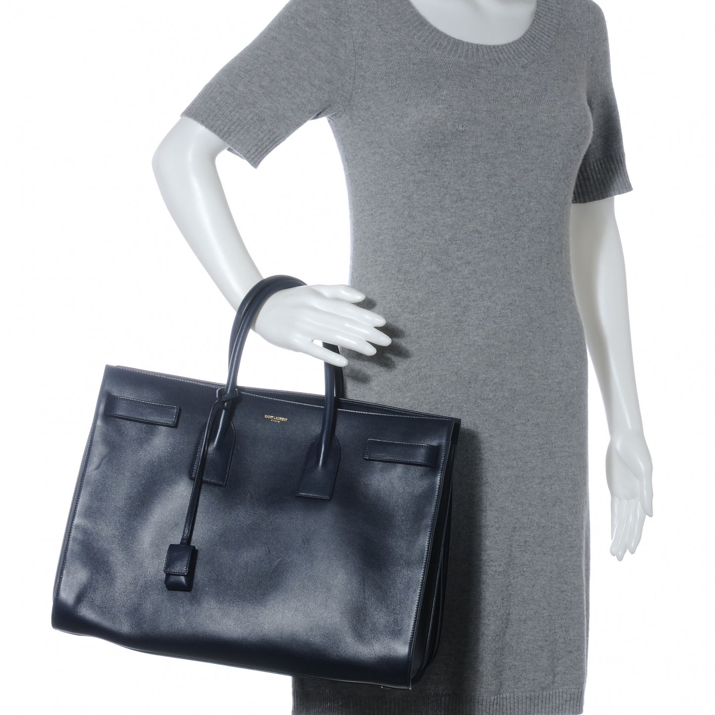 Leather Large Sac de Jour Carryall Midnight Blue